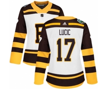 Women's Adidas Boston Bruins #17 Milan Lucic Authentic White 2019 Winter Classic NHL Jersey