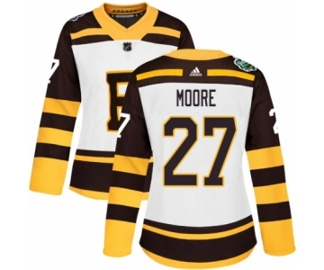 Women's Adidas Boston Bruins #27 John Moore Authentic White 2019 Winter Classic NHL Jersey