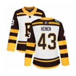 Women's Adidas Boston Bruins #43 Danton Heinen Authentic White 2019 Winter Classic NHL Jersey