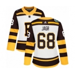 Women's Adidas Boston Bruins #68 Jaromir Jagr Authentic White 2019 Winter Classic NHL Jersey