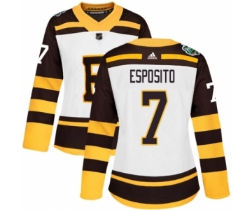 Women's Adidas Boston Bruins #7 Phil Esposito Authentic White 2019 Winter Classic NHL Jersey