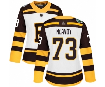 Women's Adidas Boston Bruins #73 Charlie McAvoy Authentic White 2019 Winter Classic NHL Jersey