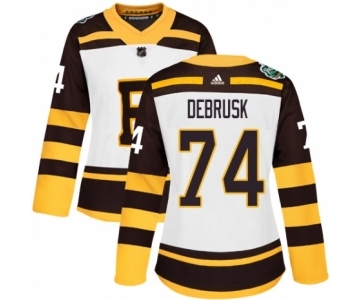 Women's Adidas Boston Bruins #74 Jake DeBrusk Authentic White 2019 Winter Classic NHL Jersey