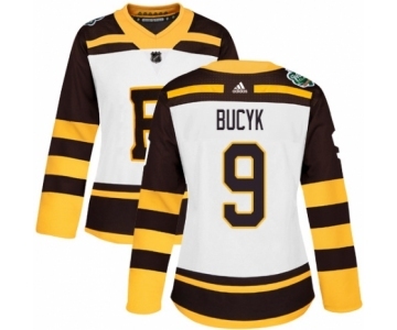 Women's Adidas Boston Bruins #9 Johnny Bucyk Authentic White 2019 Winter Classic NHL Jersey