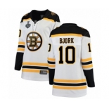 Women's Boston Bruins #10 Anders Bjork Authentic White Away Fanatics Branded Breakaway 2019 Stanley Cup Final Bound Hockey Jersey