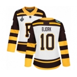 Women's Boston Bruins #10 Anders Bjork Authentic White Winter Classic 2019 Stanley Cup Final Bound Hockey Jersey