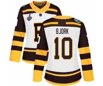 Women's Boston Bruins #10 Anders Bjork Authentic White Winter Classic 2019 Stanley Cup Final Bound Hockey Jersey