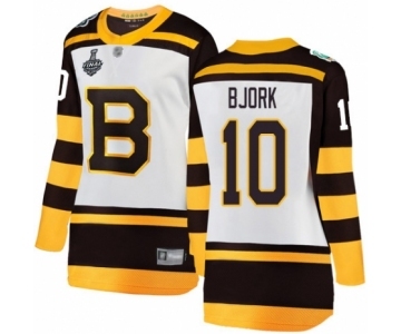 Women's Boston Bruins #10 Anders Bjork White Winter Classic Fanatics Branded Breakaway 2019 Stanley Cup Final Bound Hockey Jersey