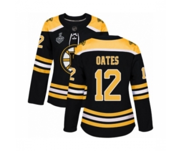 Women's Boston Bruins #12 Adam Oates Authentic Black Home 2019 Stanley Cup Final Bound Hockey Jersey