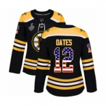 Women's Boston Bruins #12 Adam Oates Authentic Black USA Flag Fashion 2019 Stanley Cup Final Bound Hockey Jersey