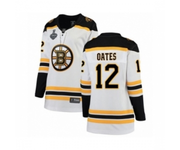 Women's Boston Bruins #12 Adam Oates Authentic White Away Fanatics Branded Breakaway 2019 Stanley Cup Final Bound Hockey Jersey