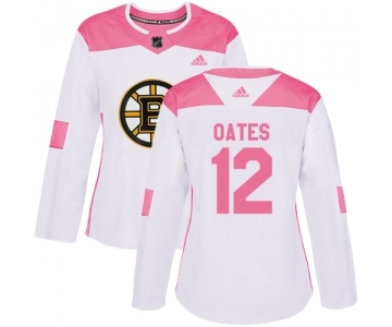 Women's Boston Bruins #12 Adam Oates Authentic White Pink Fashion Hockey Jersey