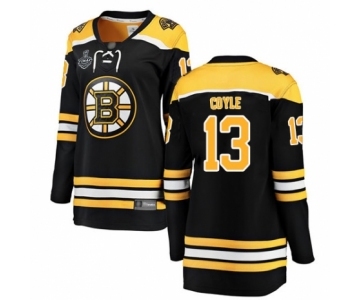 Women's Boston Bruins #13 Charlie Coyle Authentic Black Home Fanatics Branded Breakaway 2019 Stanley Cup Final Bound Hockey Jersey