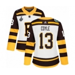 Women's Boston Bruins #13 Charlie Coyle Authentic White Winter Classic 2019 Stanley Cup Final Bound Hockey Jersey