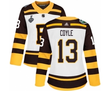 Women's Boston Bruins #13 Charlie Coyle Authentic White Winter Classic 2019 Stanley Cup Final Bound Hockey Jersey