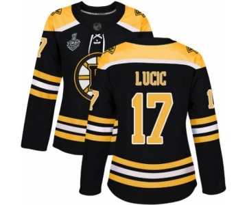 Women's Boston Bruins #17 Milan Lucic Authentic Black Home 2019 Stanley Cup Final Bound Hockey Jersey