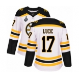 Women's Boston Bruins #17 Milan Lucic Authentic White Away 2019 Stanley Cup Final Bound Hockey Jersey