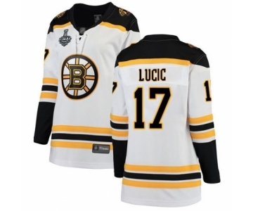 Women's Boston Bruins #17 Milan Lucic Authentic White Away Fanatics Branded Breakaway 2019 Stanley Cup Final Bound Hockey Jersey