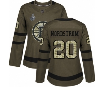 Women's Boston Bruins #20 Joakim Nordstrom Authentic Green Salute to Service 2019 Stanley Cup Final Bound Hockey Jersey