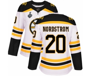 Women's Boston Bruins #20 Joakim Nordstrom Authentic White Away 2019 Stanley Cup Final Bound Hockey Jersey