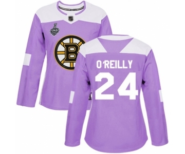 Women's Boston Bruins #24 Terry O'Reilly Authentic Purple Fights Cancer Practice 2019 Stanley Cup Final Bound Hockey Jersey