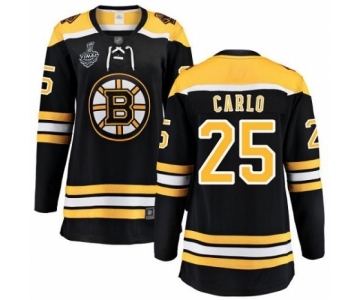 Women's Boston Bruins #25 Brandon Carlo Authentic Black Home Fanatics Branded Breakaway 2019 Stanley Cup Final Bound Hockey Jersey