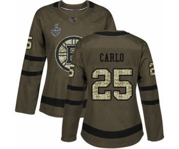 Women's Boston Bruins #25 Brandon Carlo Authentic Green Salute to Service 2019 Stanley Cup Final Bound Hockey Jersey