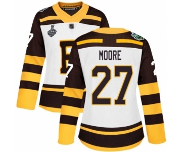 Women's Boston Bruins #27 John Moore Authentic White Winter Classic 2019 Stanley Cup Final Bound Hockey Jersey