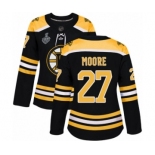 Women's Boston Bruins #27 John Moore Premier Black Home 2019 Stanley Cup Final Bound Hockey Jersey