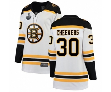 Women's Boston Bruins #30 Gerry Cheevers Authentic White Away Fanatics Branded Breakaway 2019 Stanley Cup Final Bound Hockey Jersey