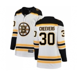 Women's Boston Bruins #30 Gerry Cheevers Authentic White Away Fanatics Branded Breakaway Hockey Jersey