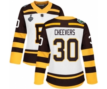 Women's Boston Bruins #30 Gerry Cheevers Authentic White Winter Classic 2019 Stanley Cup Final Bound Hockey Jersey