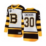 Women's Boston Bruins #30 Gerry Cheevers White Winter Classic Fanatics Branded Breakaway 2019 Stanley Cup Final Bound Hockey Jersey