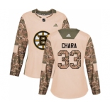 Women's Boston Bruins #33 Zdeno Chara Authentic Camo Veterans Day Practice Hockey Jersey