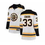 Women's Boston Bruins #33 Zdeno Chara Authentic White Away Fanatics Branded Breakaway Hockey Jersey