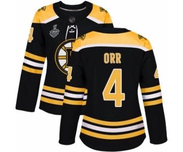 Women's Boston Bruins #4 Bobby Orr Authentic Black Home 2019 Stanley Cup Final Bound Hockey Jersey