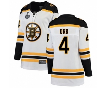 Women's Boston Bruins #4 Bobby Orr Authentic White Away Fanatics Branded Breakaway 2019 Stanley Cup Final Bound Hockey Jersey