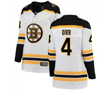 Women's Boston Bruins #4 Bobby Orr Authentic White Away Fanatics Branded Breakaway Hockey Jersey