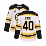 Women's Boston Bruins #40 Tuukka Rask Authentic White Away 2019 Stanley Cup Final Bound Hockey Jersey