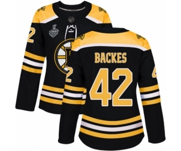 Women's Boston Bruins #42 David Backes Authentic Black Home 2019 Stanley Cup Final Bound Hockey Jersey