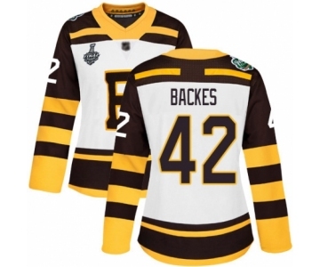 Women's Boston Bruins #42 David Backes Authentic White Winter Classic 2019 Stanley Cup Final Bound Hockey Jersey