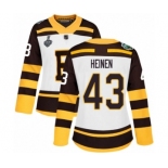 Women's Boston Bruins #43 Danton Heinen Authentic White Winter Classic 2019 Stanley Cup Final Bound Hockey Jersey