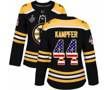 Women's Boston Bruins #44 Steven Kampfer Authentic Black USA Flag Fashion 2019 Stanley Cup Final Bound Hockey Jersey