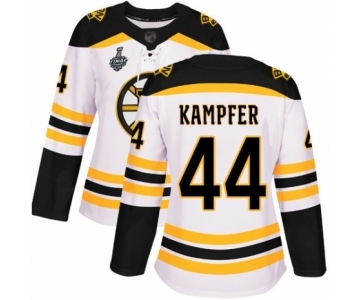 Women's Boston Bruins #44 Steven Kampfer Authentic White Away 2019 Stanley Cup Final Bound Hockey Jersey