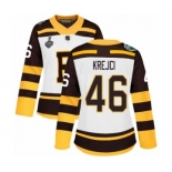 Women's Boston Bruins #46 David Krejci Authentic White Winter Classic 2019 Stanley Cup Final Bound Hockey Jersey