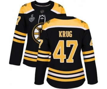 Women's Boston Bruins #47 Torey Krug Authentic Black Home 2019 Stanley Cup Final Bound Hockey Jersey