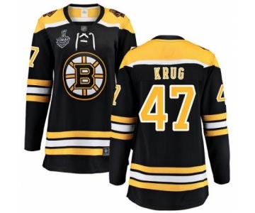 Women's Boston Bruins #47 Torey Krug Authentic Black Home Fanatics Branded Breakaway 2019 Stanley Cup Final Bound Hockey Jersey