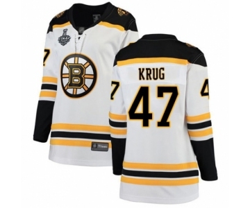 Women's Boston Bruins #47 Torey Krug Authentic White Away Fanatics Branded Breakaway 2019 Stanley Cup Final Bound Hockey Jersey