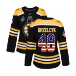 Women's Boston Bruins #48 Matt Grzelcyk Authentic Black USA Flag Fashion 2019 Stanley Cup Final Bound Hockey Jersey