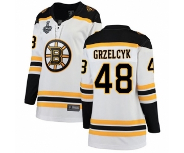 Women's Boston Bruins #48 Matt Grzelcyk Authentic White Away Fanatics Branded Breakaway 2019 Stanley Cup Final Bound Hockey Jersey